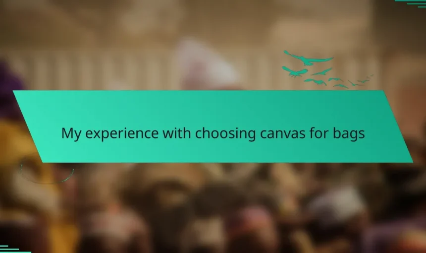 My experience with choosing canvas for bags