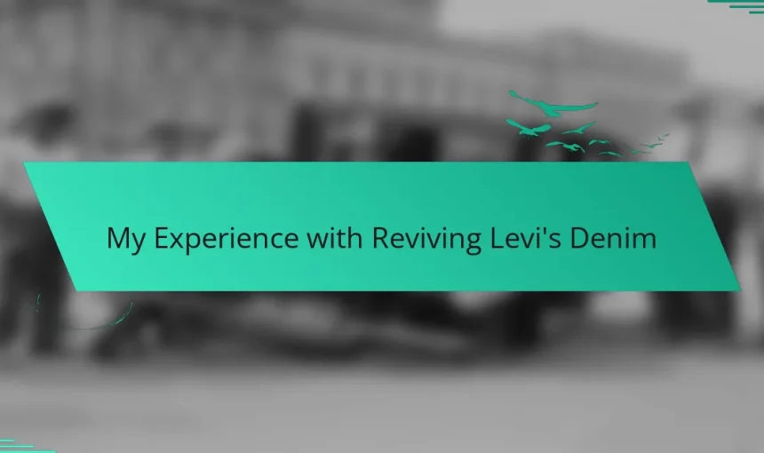 My Experience with Reviving Levi’s Denim