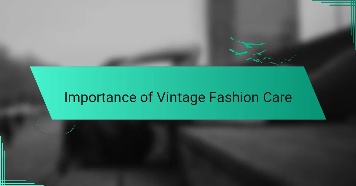 Importance of Vintage Fashion Care