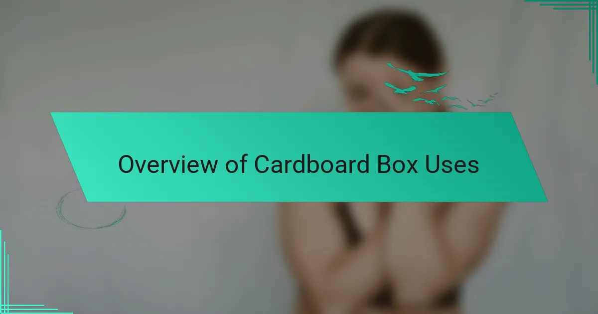 Overview of Cardboard Box Uses