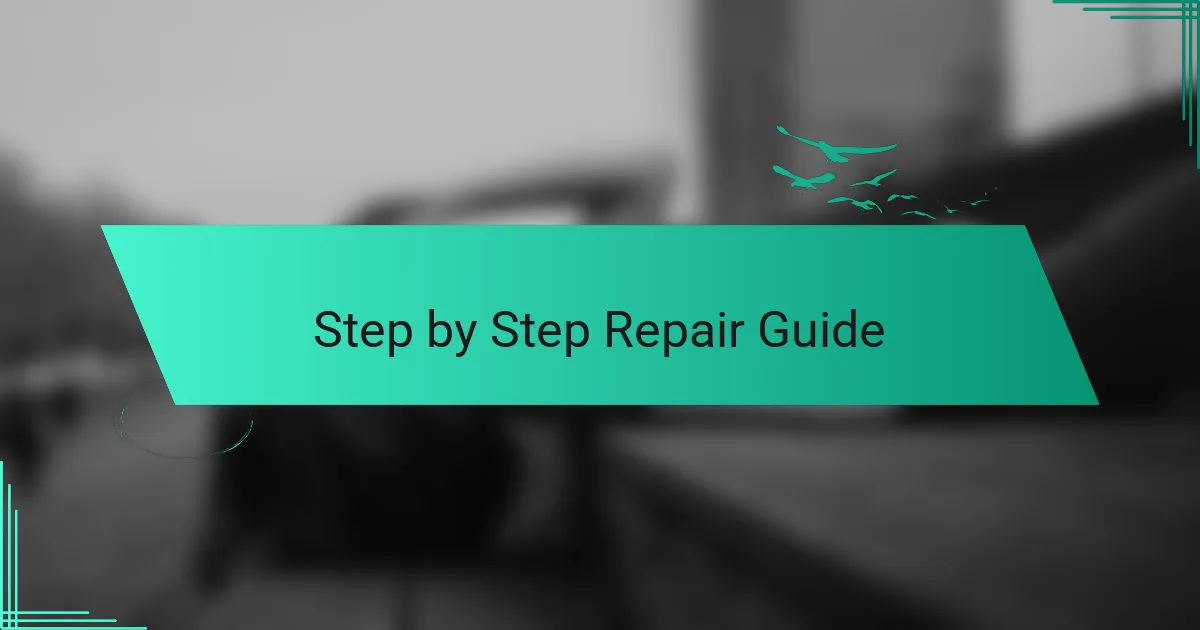 Step by Step Repair Guide